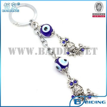 custom owl pendant glass evil eye bead keychain wholesale