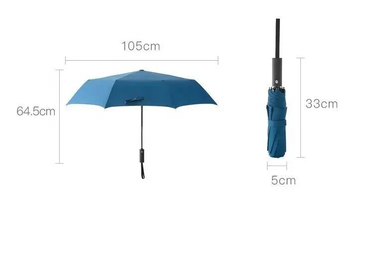 Windproof Waterproof Automatic Portable Folding Travel Umbrella with Long Handle