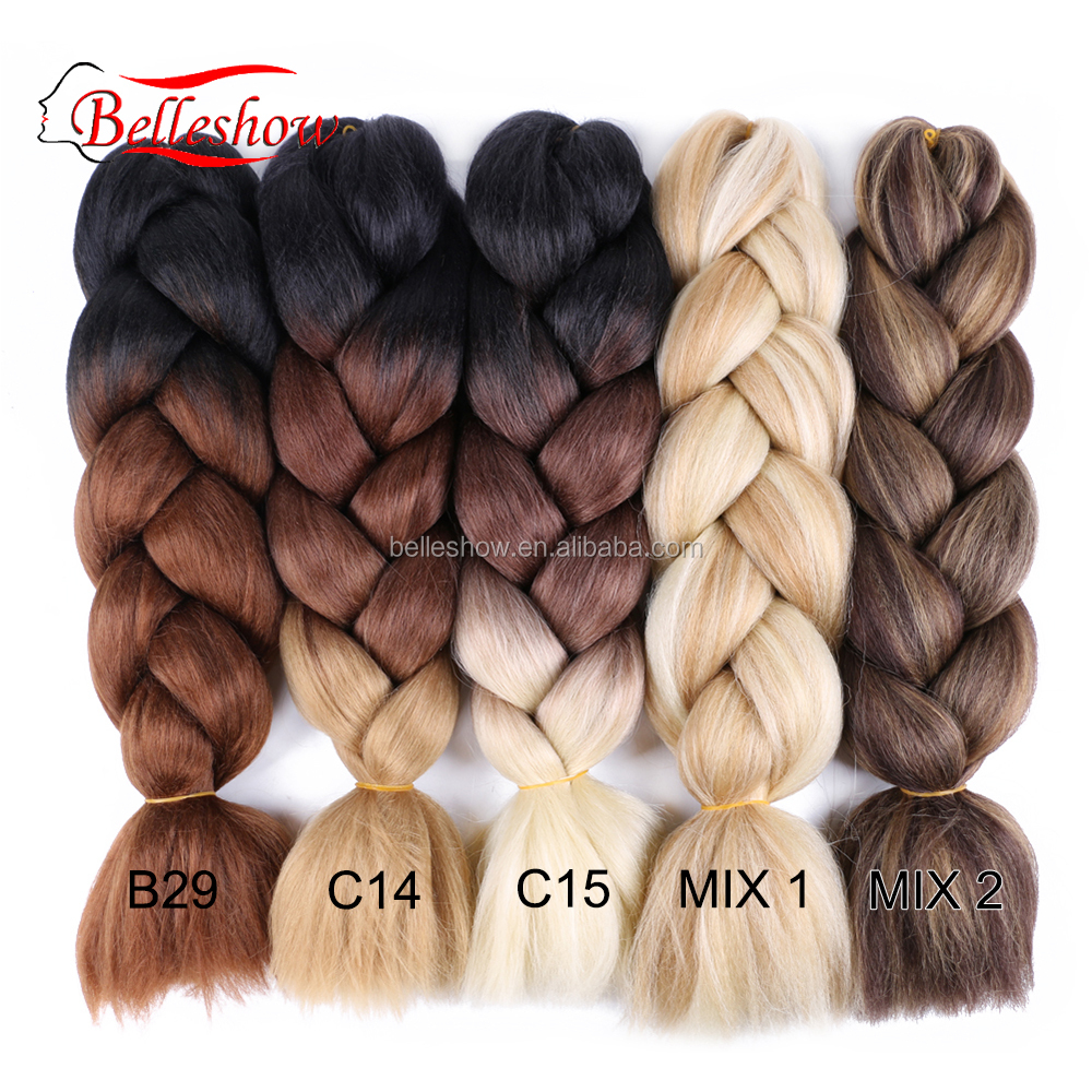 Hot sell hair ombre color 350g 24inch Synthetic Ombre Braiding Hair Jumbo Box Braids jumbo-hair-braid 400g