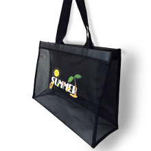 Custom Logo Printed Large Capacity Nylon Mesh Tote Beach Shopping Bag
