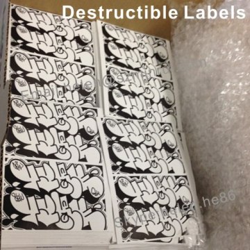 Anti-fake Destructible Vinyl Labels,printing White Background Black Words Destructive Stickers,tamper Evident Labels 