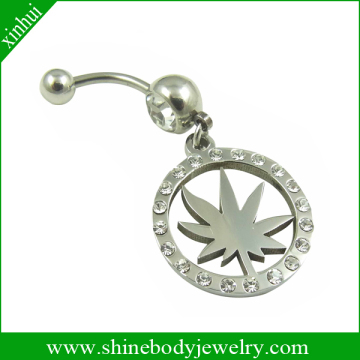 body piercing jewelry pot leaf belly ring