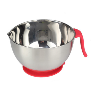 Long Handle Stainless Steel Salad Bowl with Spout