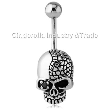Surgical Steel Kool Katana Skull Navel Banana