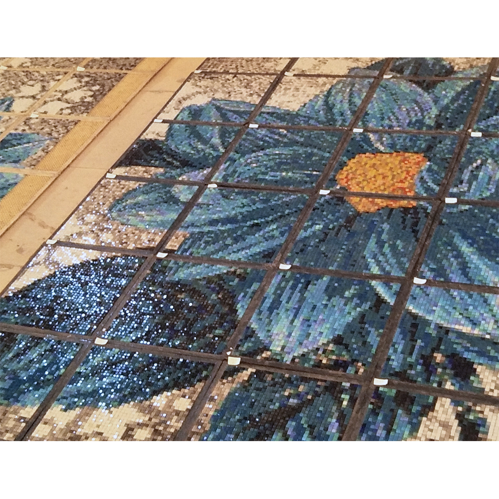 수제 아트 유리 모자이크 그림 꽃 패턴 벽화