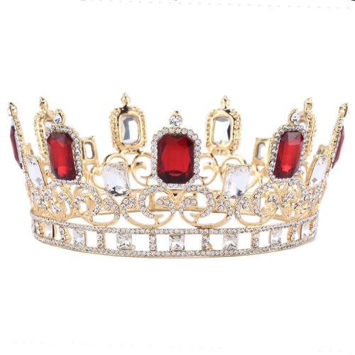 Queen Rhinestones Merah Pengantin Tiara Queen Crown