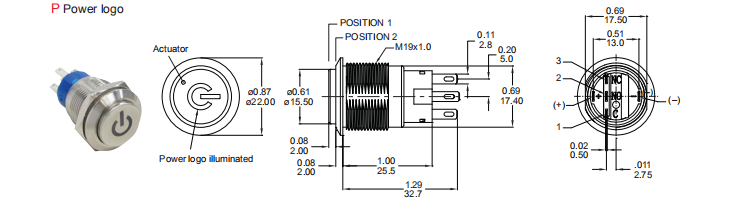 Stainless Steel Flat Pushbutton Metal Switch