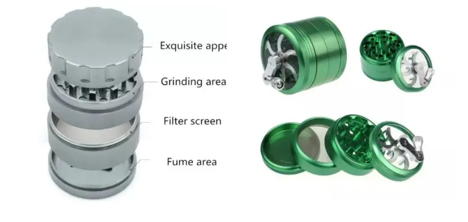 Hochwertiger 3 Schichten schwarzer Zinklegierungs-Kräuter-Grinder mit Plastikoberseite