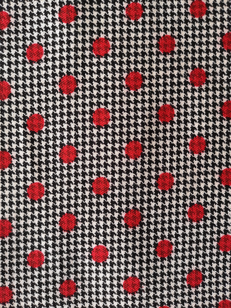 Houndstooth&Dots Rayon Twill 3024S Printing Woven Fabric