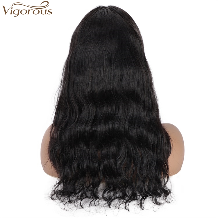 Vigorous High Quality Lace Frontal Human hair Wigs Long Water Wavy Black Middle Part Wigs Women 26 Inches Wigs