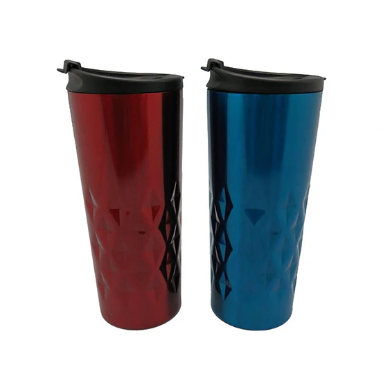 Quilted Stainless Steel Vacuum Coffee Mug Red, Blue 400ml