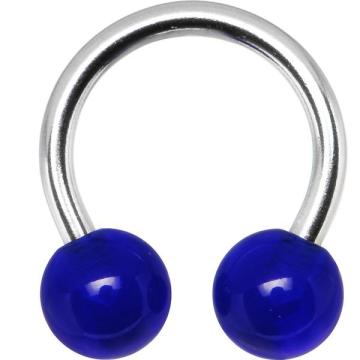 Electric Blue Horseshoe Circular Barbell
