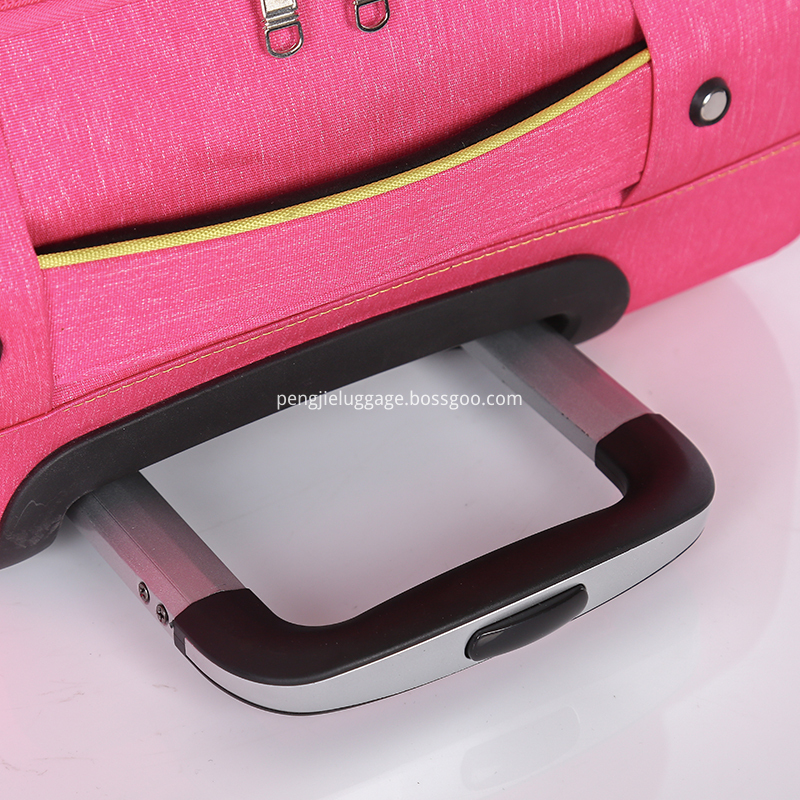 Pink woman soft polyester trolley luggage4