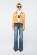 Women Bright Yellow Short Lapel Casual Jacket