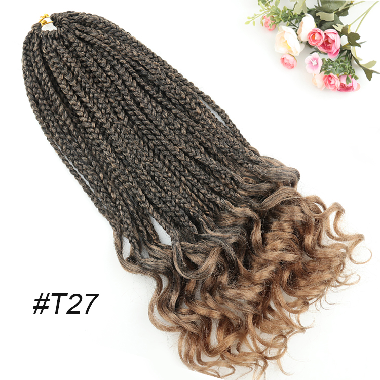 Julianna 14 18 24 inches synthetic Pre Loop Crochet Box Braids Two Tone Synthetic Hair With Curly End