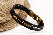 Multi Layers Leather Bracelet For Women Alloy Wrap Bracelets