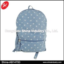 Denim Backpack/Polka Dots Cowboy Backpack/Outing Backpack