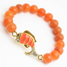 Red Aventurine Gemstone Bracelet with Diamante alloy Fish Piece