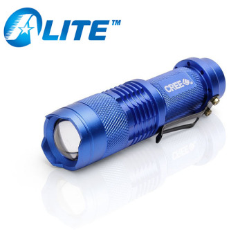 Blue color SK68 Porkect Aluminum Mini Flashlight with clip