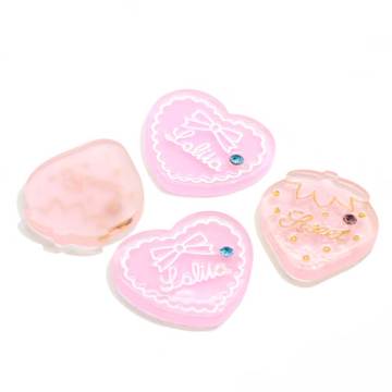 Cuore rosa kawaii con fiocco in strass con retro piatto in resina Charms per archi fai-da-te Scrapbooking Phone Decor