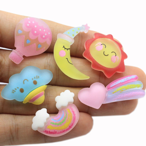 Kawaii Zon Maan Hars Cartoon Meteoor Cabochon Luchtballon Craft voor Kinderen Sieraden Telefoon Case Decoratie