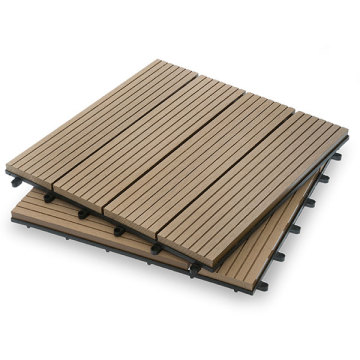 Plastic Wood Composite Decking Boards WPC Decking Tiles Kit for Gardens