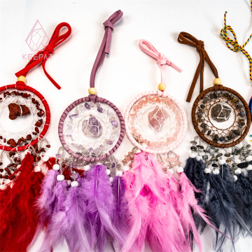 Wholesale Natural Crystal Crafts and Rough Stone Dream Catchers for Decoration