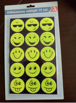 Reflective smile sticker for school bag