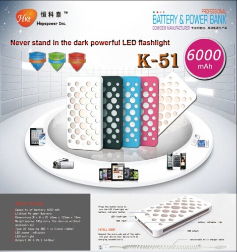 2015 Ces Popular 6000mAh Power Bank