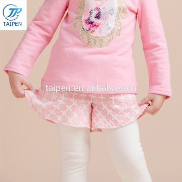 Winter Girls Short Pants And Legging Pices Jacquard Woolen Long Pant With Frill