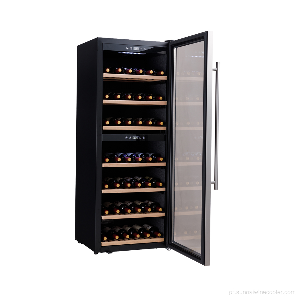 126 garrafas compressor de aço inoxidável refrigerador de vinho