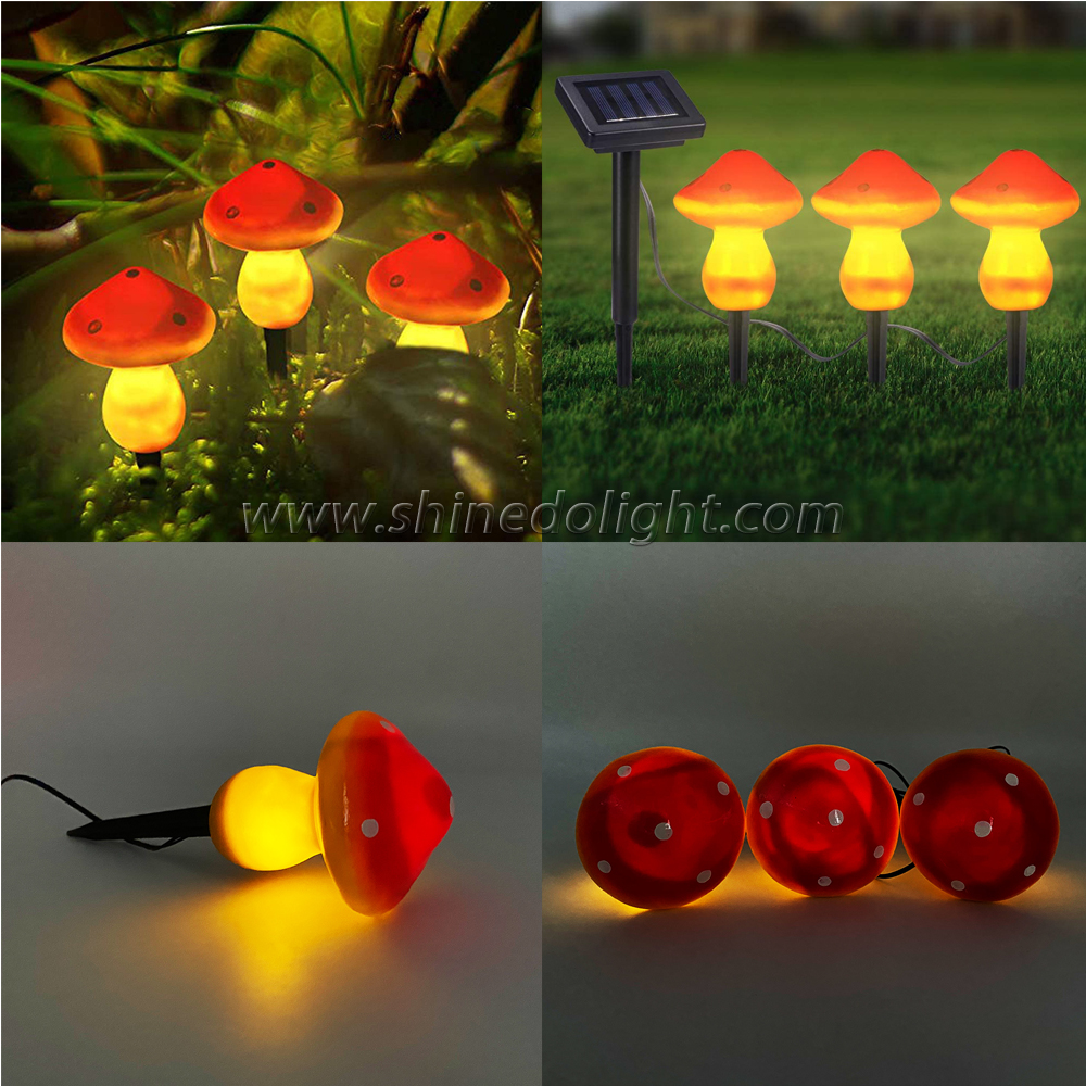 Solar Powered Outdoor Night Decoration IP44 Waterproof funny Mushroom Night Led garden Light