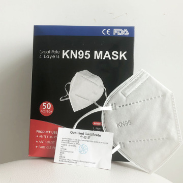 FFP2 KN95 เครื่องช่วยหายใจหน้ากากสีขาวสีขาว CE FDA