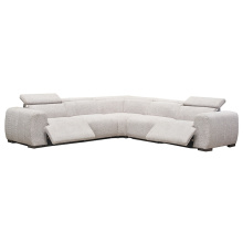 White Teddy Boucle Electric Corner Recliner Sofa Set