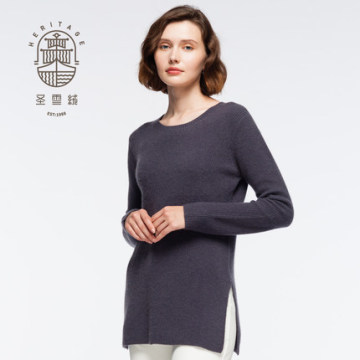 Women's crew neck long cashmere pullover