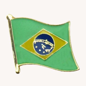 Metal Brazil Flag Safety Pin With Butterfly Clutch