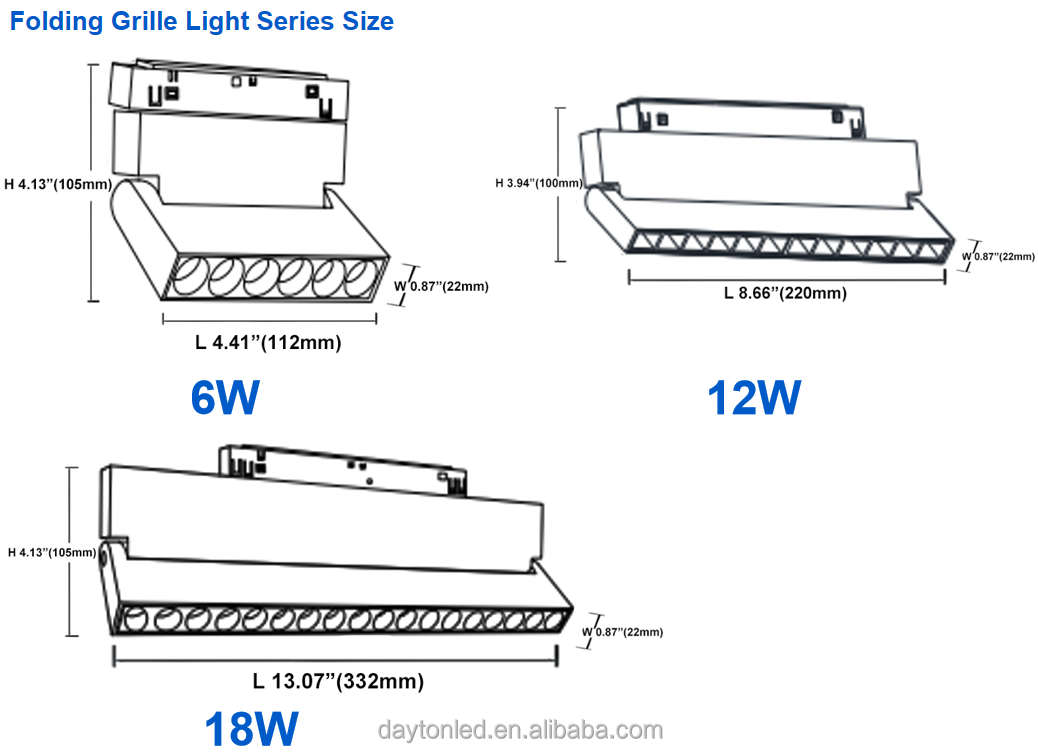 Folding Grille Light ETL&cETL CE Certified 48v Magnetic Led Track Light Intelligent 3CCT Adjustable RGB 0-10v Dim Dali Dim