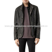 Men's lambskin suede leather biker jacket