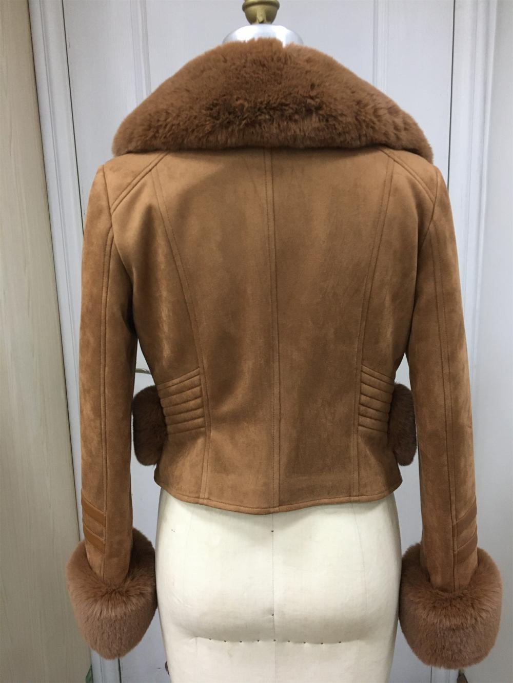 Casaco feminino de camurça shearling de inverno