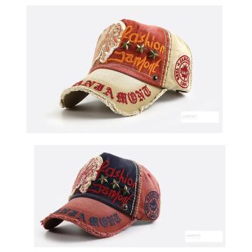 유럽과 미국의 남성과 여성의 모자는 오래된 야외 모자를 만들기 위해 캐주얼 알파벳 야구 모자를 리벳