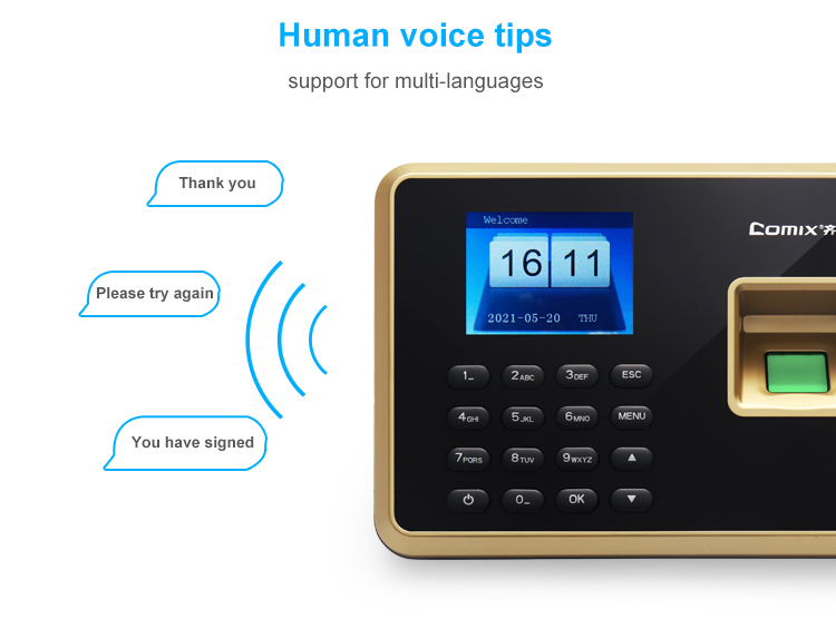 Biometric Fingerprint Smart Time Attendance Clock Employee Recognition Recording Device Electronic Attendance Machine For Comix