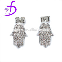 Factory direct sale silver hamsa earring micro pave zircon earring rhodium plated