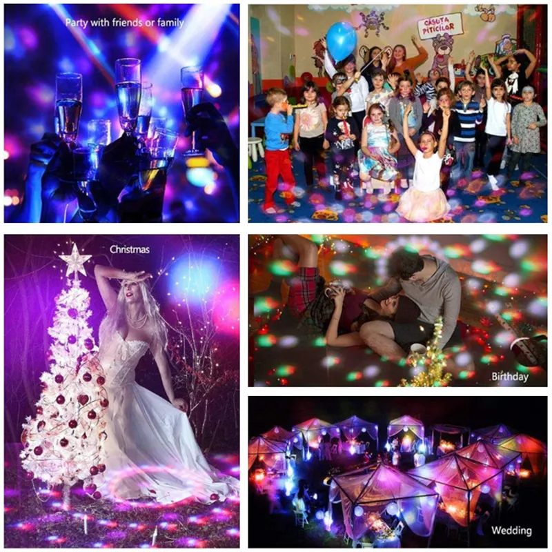 Remote Control Voice Controlled LED Crystal Magic Ball RGB Festive Disco Stage Christmas Projection Lights