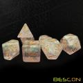 Bescon Shimmery Dice Set Pink-Glaze, RPG Set de 7 dados en caja de ladrillo