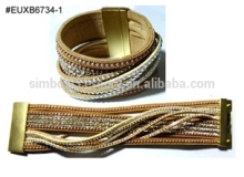 multi leather cuff magnet,bracelet leather multi strands rhinestones,multi leather bracelet multi chain,jewelry,hot new for 2016