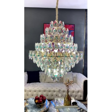 Объединенная гостиная в помещении Home Home Fancy Modern Luxury Hanging Vintage K9 Crystal люстры подвесной свет