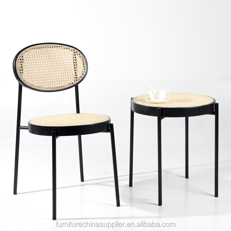 Moderner italienischer Möbel-Holzrohr-Beistelltisch Rattan-Couchtisch