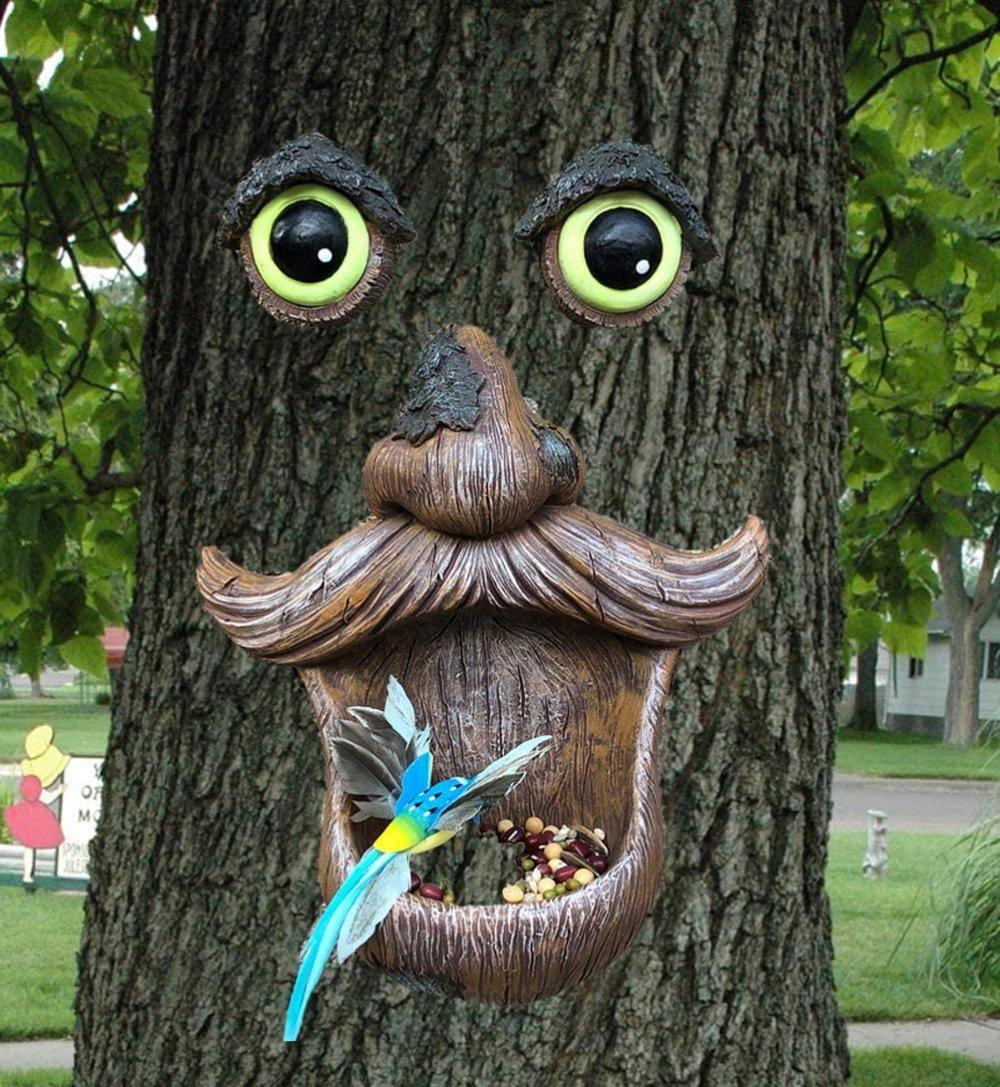 Tree Hugger Sculpture Tree Face Birdfeeder