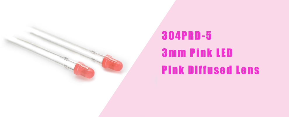 304PRD-5 Super Bright 3mm Round Top Diffused Pink LED pink diffused lens LED Diode 3mm Pink