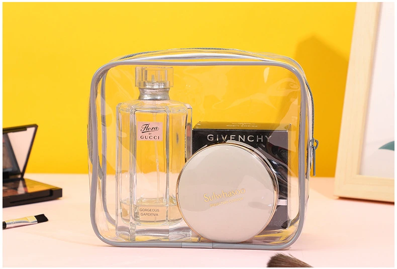 Transparent Portable PVC Cosmetic Bags Clear Wholesale Manufacturer Zipper Custom Cosmetic Bag